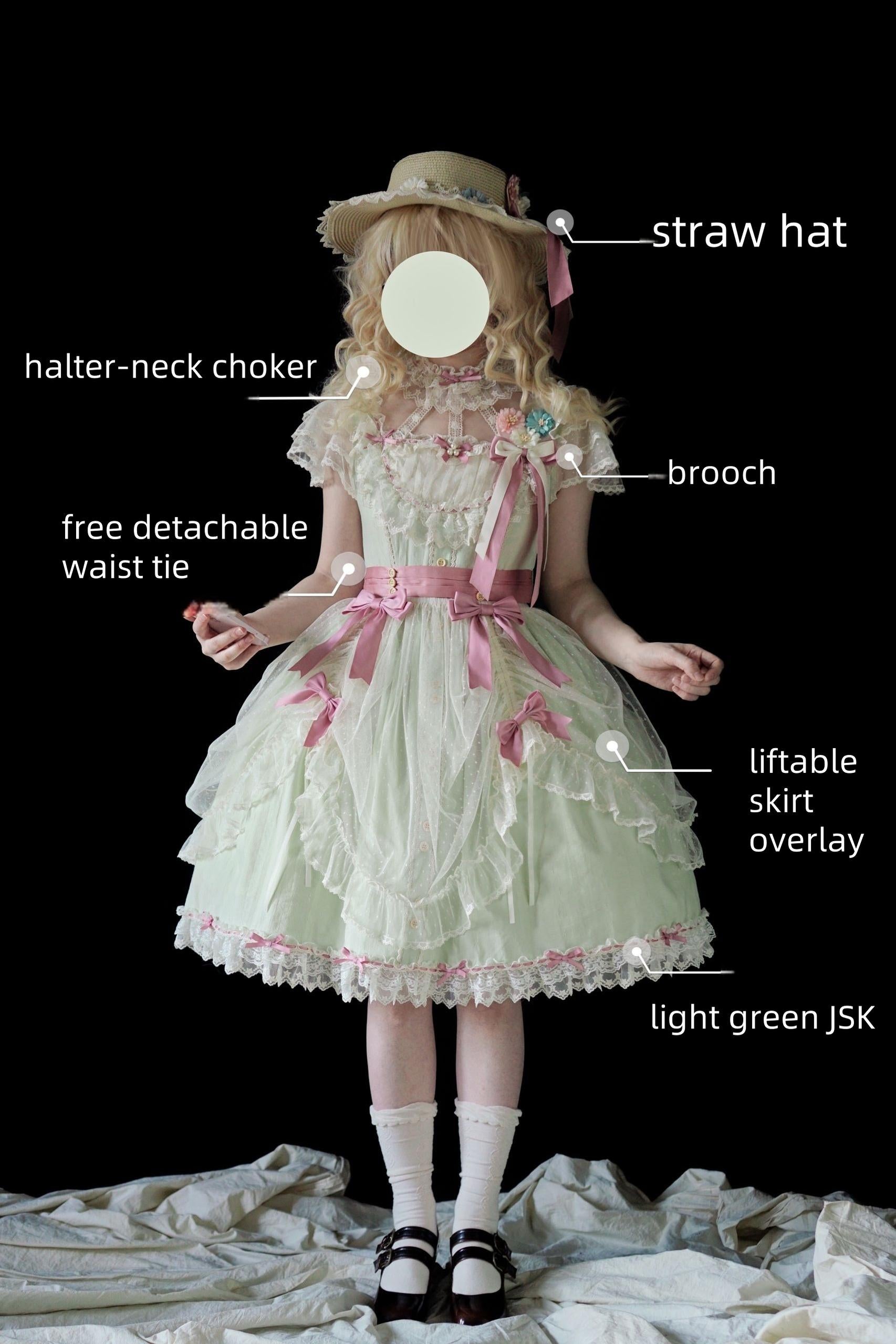 Uncle's Workshop - Fluttering Cherry Spring Strings - Cotton Sweet Lolita JSK Dress