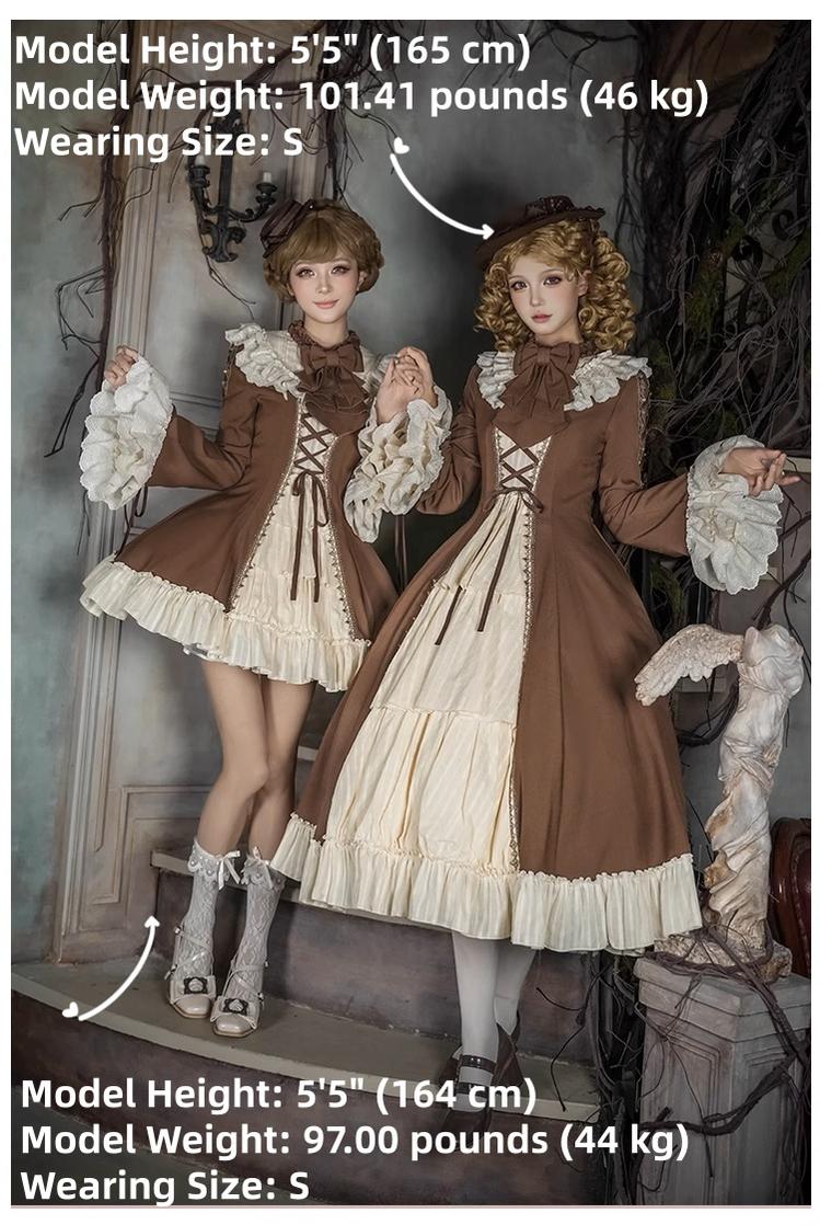 With PUJI - Walnut Box - Classic Lolita OP Dress Suit, Flared Sleeve