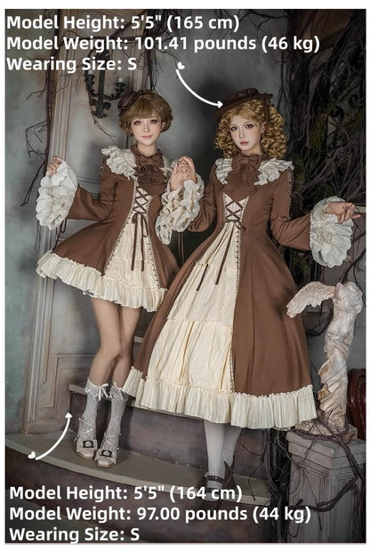 With PUJI - Walnut Box - Classic Lolita OP Dress Suit, Flared Sleeve