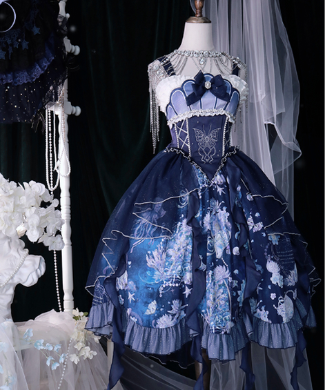 YingLuoFu - Original Elegant Lolita Blue Lolita JSK