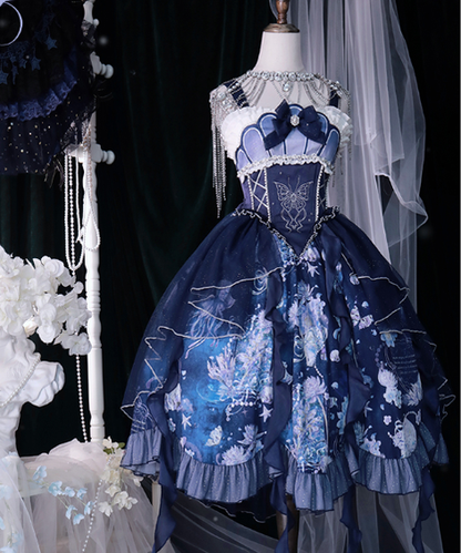 YingLuoFu - Original Elegant Lolita Blue Lolita JSK