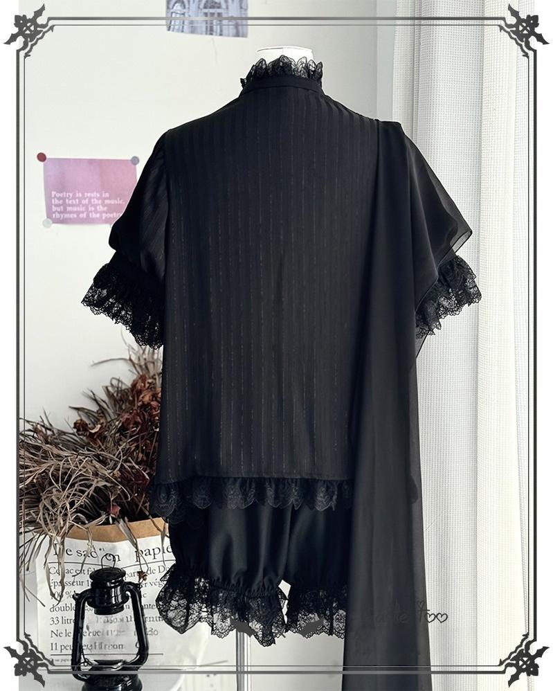 CastleToo - Black Moonlight - Ouji Lolita Chiffon Shirt Outfit