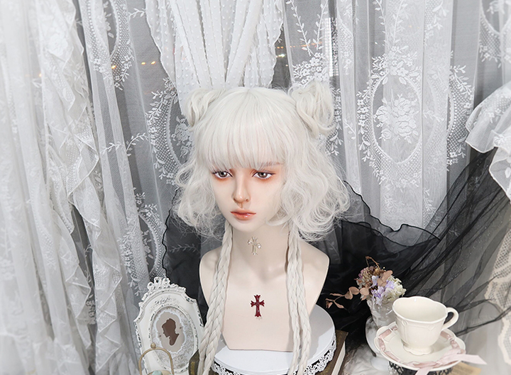 Pippi Palace - Lolita Curly Wig White Braid Wig