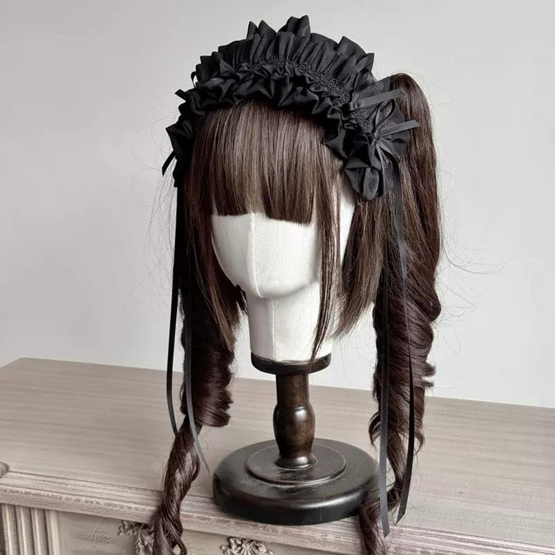 MAID - Elegent Lolita Bonnet Black Ribbon BNT