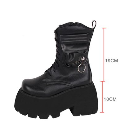 Angelic imprint - Gothic Lolita Black Leather Platform Shoes