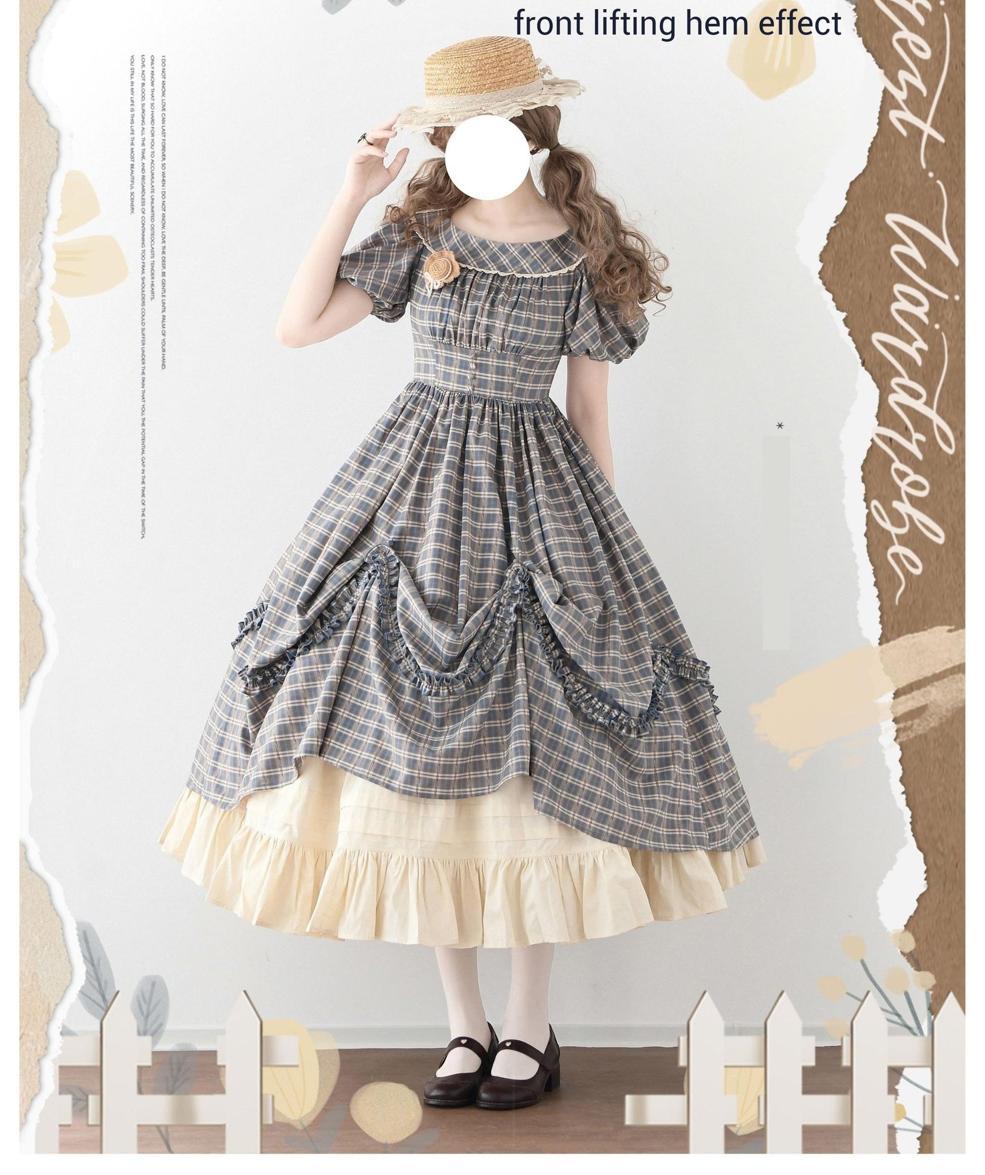Forest Wardrobe - Forest Picnic - Classic Lolita OP Dress with Off-Shoulder and Lifting Hem