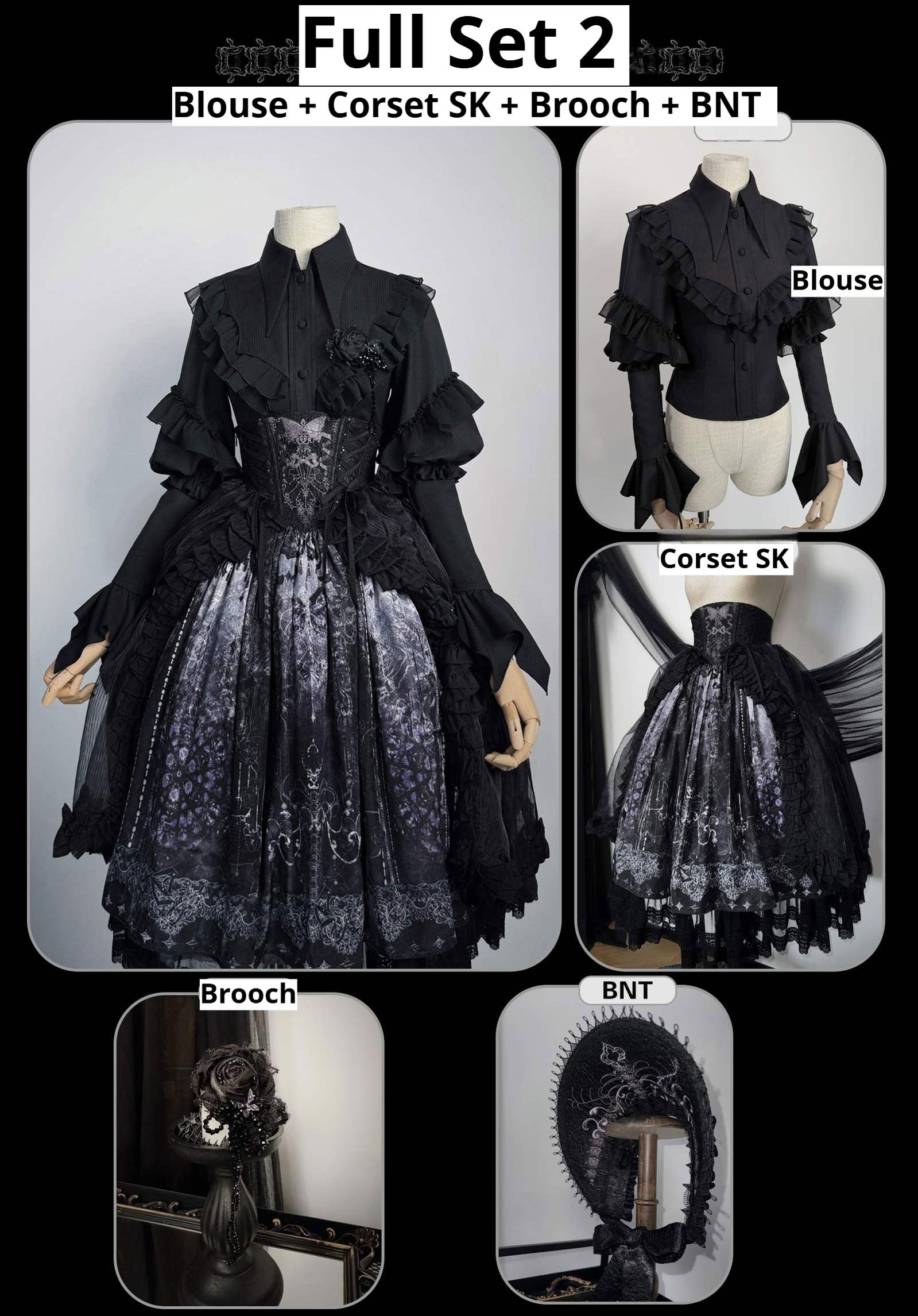 Susin Lolita - Bone-Eroded Butterfly - Gothic Lolita JSK & SK Set