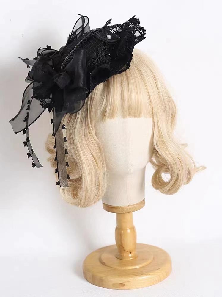xiaogui - Vintage Lolita Tea Party Lace Top Hat