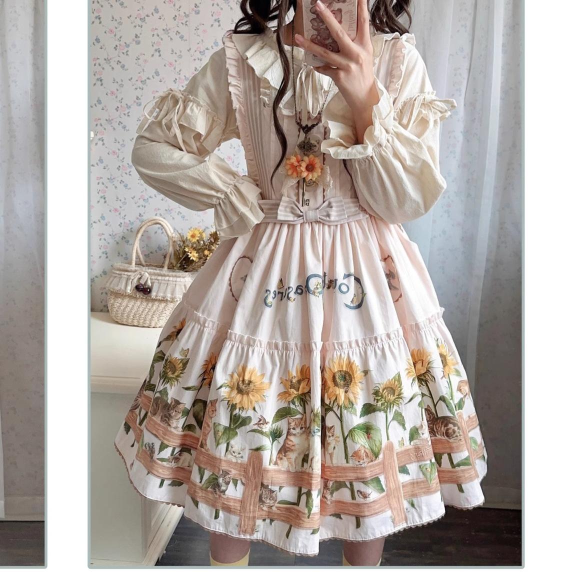 Polaris Lolita - Cat and Sunflower - Sweet Lolita JSK, Cat and Sunflower Print