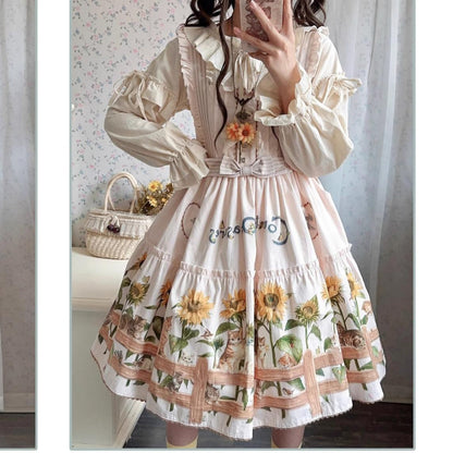 Polaris Lolita - Cat and Sunflower - Sweet Lolita JSK, Cat and Sunflower Print