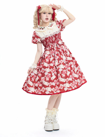 Strawberry Witch - Kawaii Lolita OP Dress, Strawberry Print