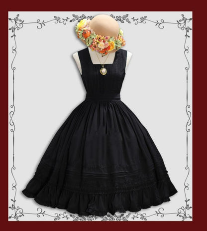 Tiny Garden - Nocturne Reminiscence - Elegant Lolita JSK Dress Multi-Wear Apron Dress Set