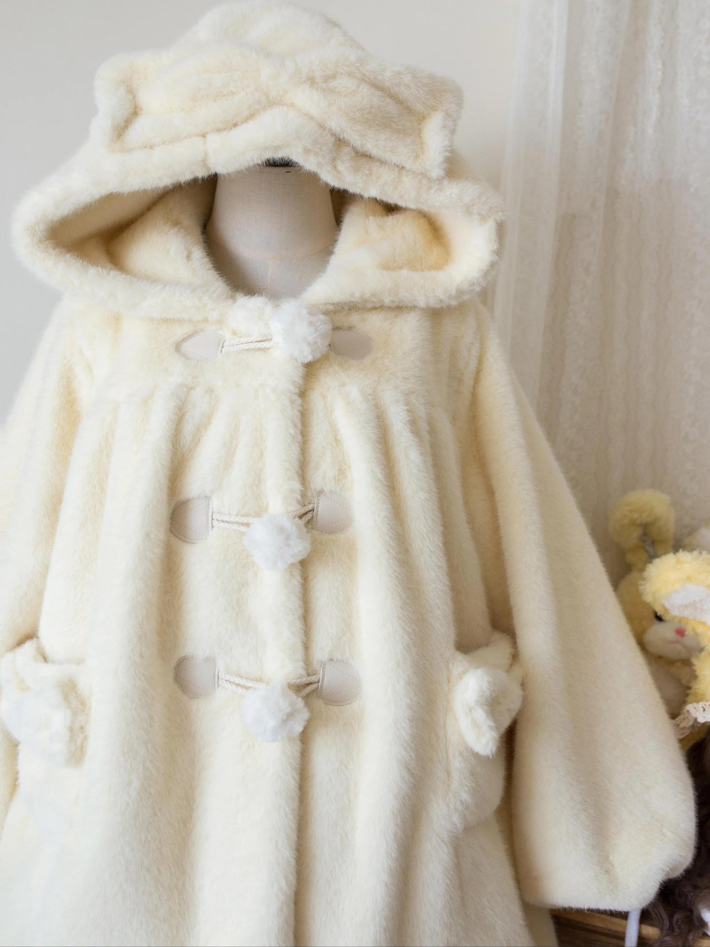 MIST - Cream Cheese - Winter Kawaii Lolita Overcoat Thickened Hooded Loose Outwear