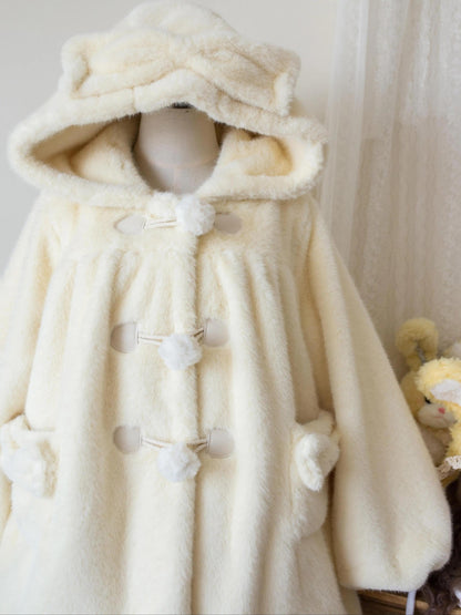 MIST - Cream Cheese - Winter Kawaii Lolita Overcoat Thickened Hooded Loose Outwear