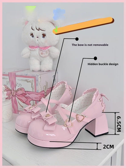 Milk Bun Bunny - Sweet Lolita High Heel Bow Princess Lolita Shoes