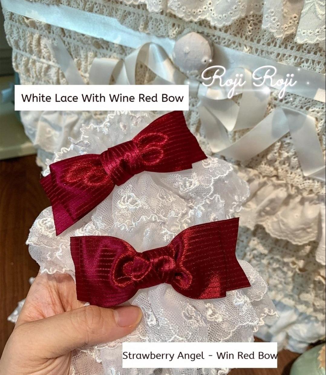 Roji Roji - Sweet Lolita Lace Bow Cuffs, Elastic Wrist