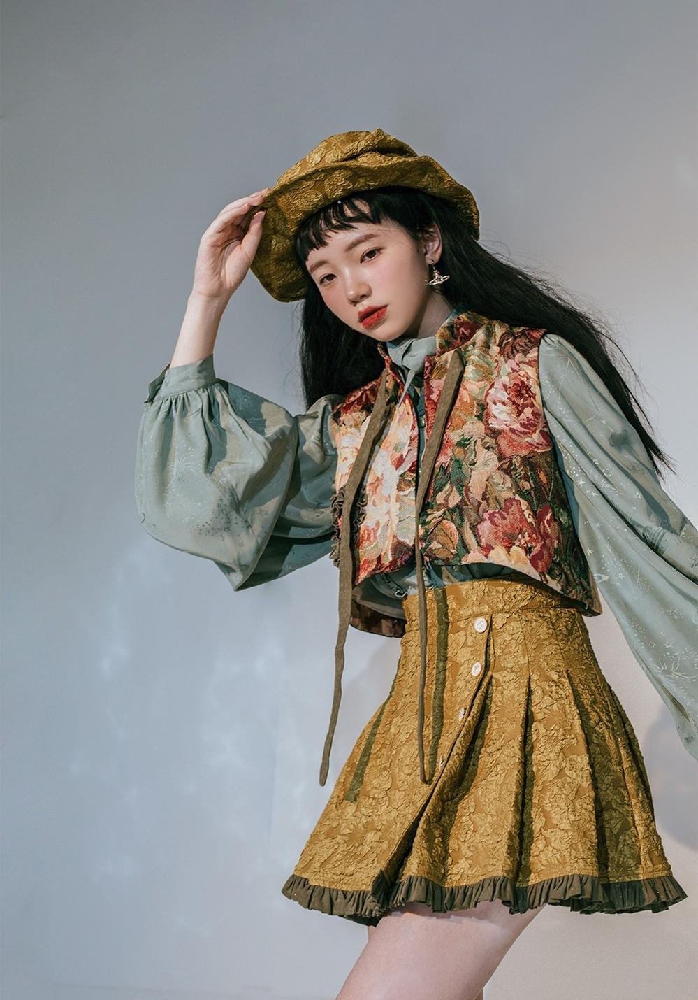 ZJstory - Gilded Age - Vintage Lolita Vest Suit Oil Painting Style Skirt Coat