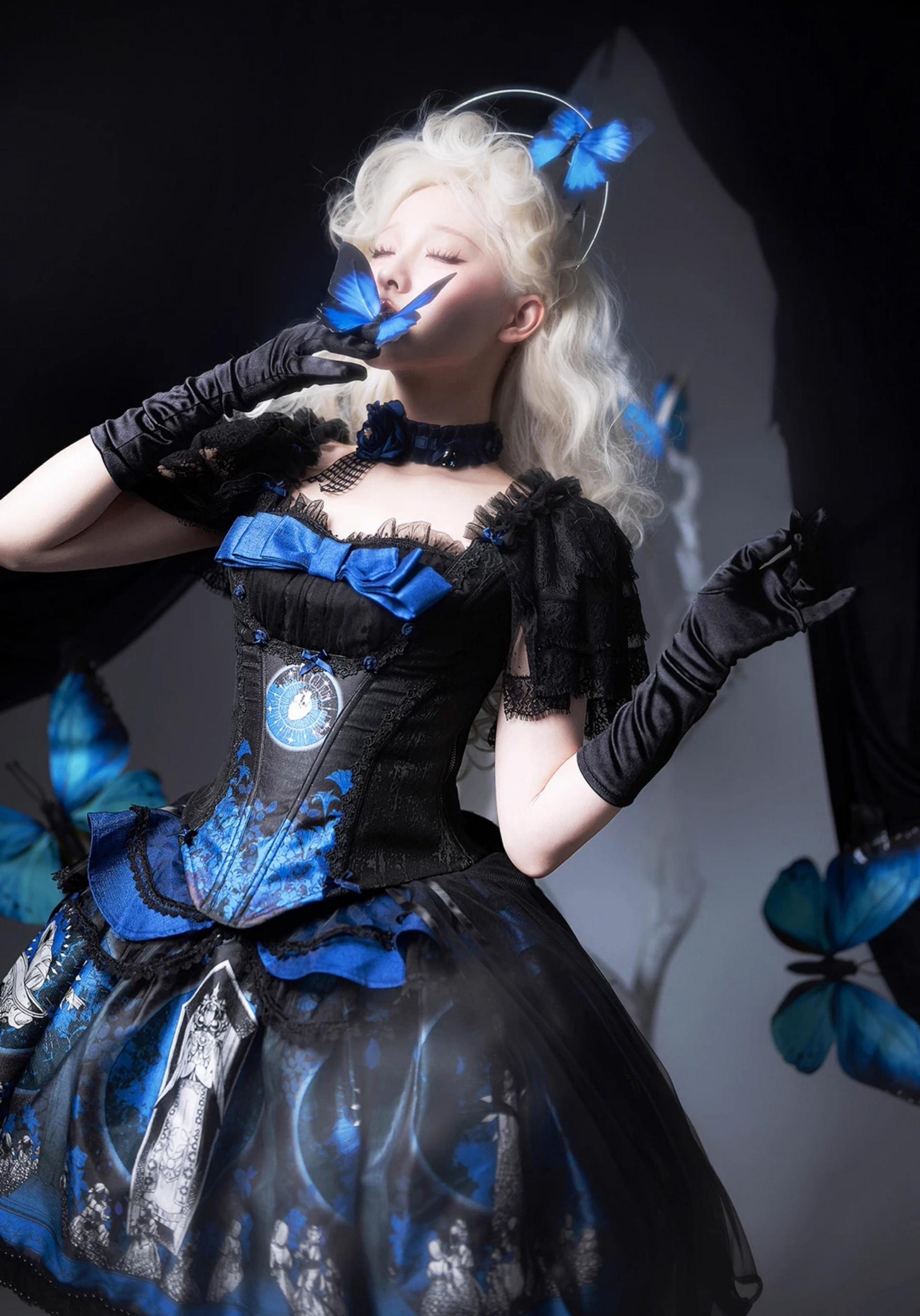 Caged Bird Hotel - Eclipsed Moon Gallery - Plus Size Halloween Gothic Lolita Skirt & Bodice Set