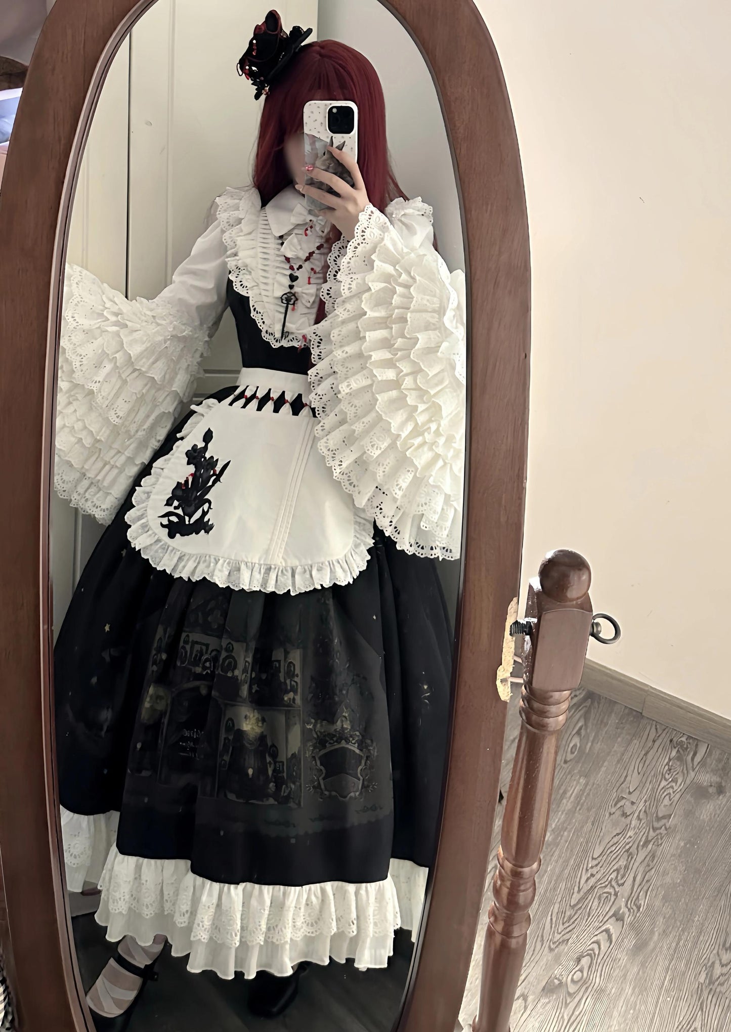 Dark Circle Clinic - Barbara Manor Night - Gothic Lolita JSK Pleated Floral Print Lolita Dress
