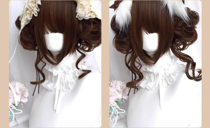 Sinwavy - Kawaii Lolita Brown Wig Cute Bun Ponytail Doll-like Wig