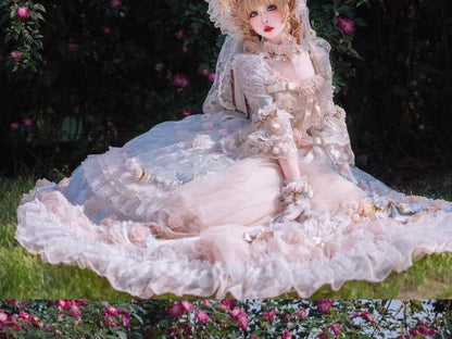Cat Fairy - Rose Banquet - Wedding Lolita OP Dress Chiffon Princess Tea Party Dress