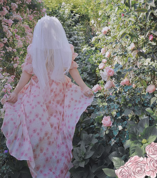 Yingtang - Berlin Rose - Plus Size Lolita Dress Puffy Trailing Floral Print