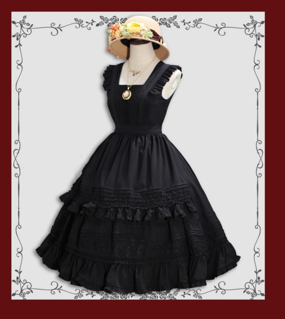 Tiny Garden - Nocturne Reminiscence - Elegant Lolita JSK Dress Multi-Wear Apron Dress Set