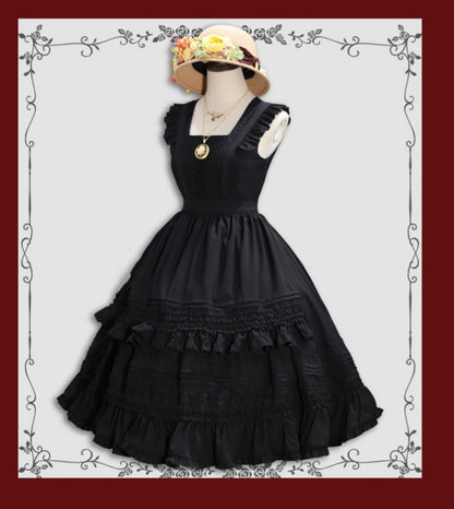 Tiny Garden - Nocturne Reminiscence - Elegant Lolita JSK Dress Multi-Wear Apron Dress Set