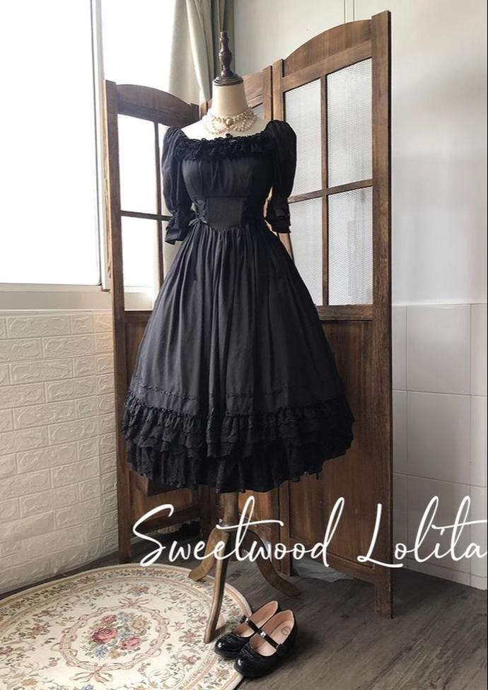 Sweet Wood - Nyx's Kiss - Plus Size Classic Lolita Short-sleeved OP Dress