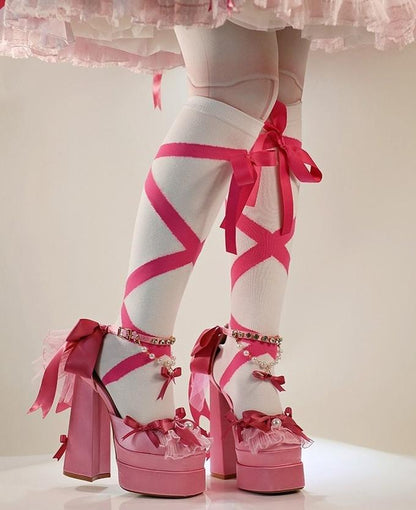 Sky Rabbit - Bowknot Dream - 14 CM Sweet Lolita High Platform Shoes with Chunky Heel