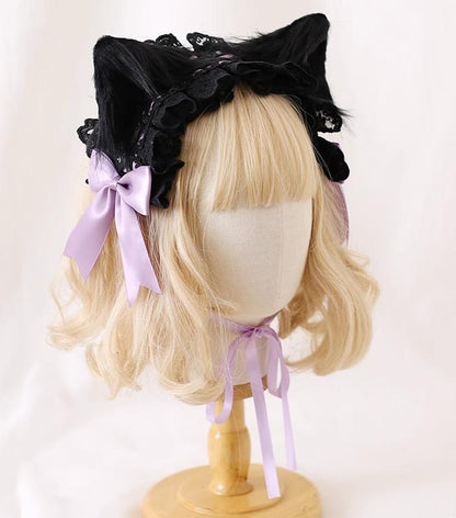 Xiaogui - Gothic Lolita Headband Cat Ear Hairpin
