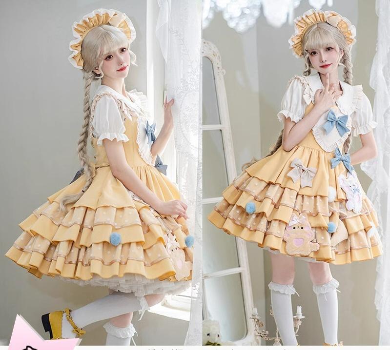OCELOT - Bear Cheese - Sweet Lolita Jumper Dress Yellow Lolita JSK
