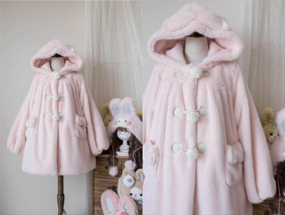 MIST - Cream Cheese - Winter Kawaii Lolita Overcoat Thickened Hooded Loose Outwear