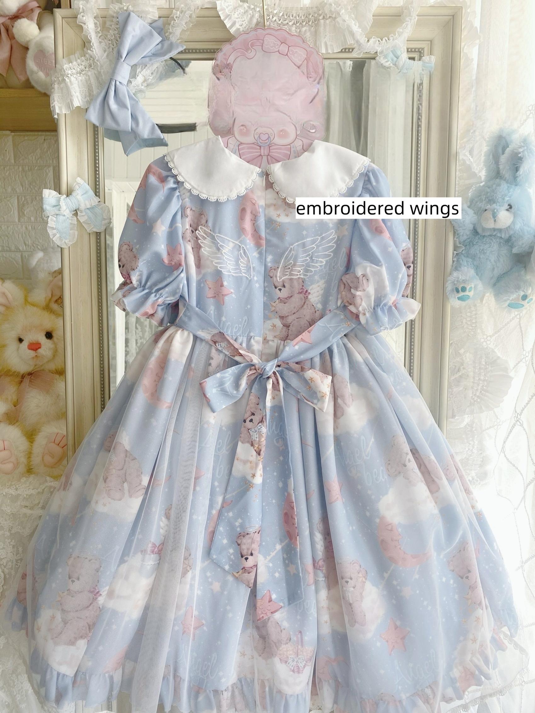 Polaris Lolita - Starry Wish Bear 2.0 - Kawaii Lolita OP Dress with Short Puffy Sleeves