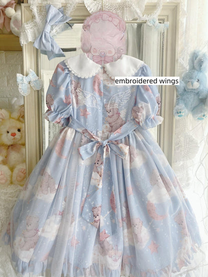 Polaris Lolita - Starry Wish Bear 2.0 - Kawaii Lolita OP Dress with Short Puffy Sleeves