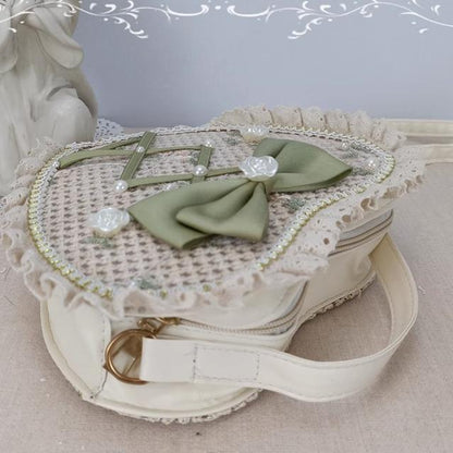 Cocoa Jam - Sweet Lolita Handbag Handmade Woven Heart Shape Crossbody Bag