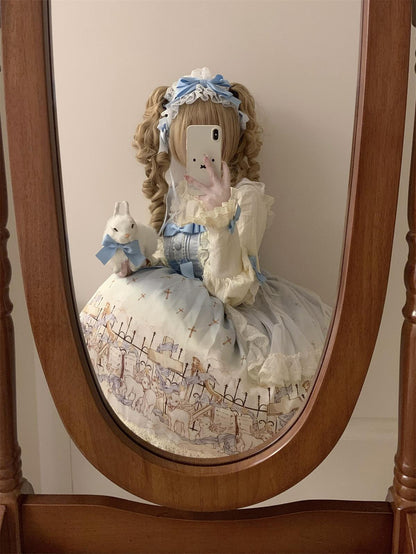 Uncle's Workshop - Angel Lamb - Kawaii Lolita Dress With Side Pockets, Lamb Print