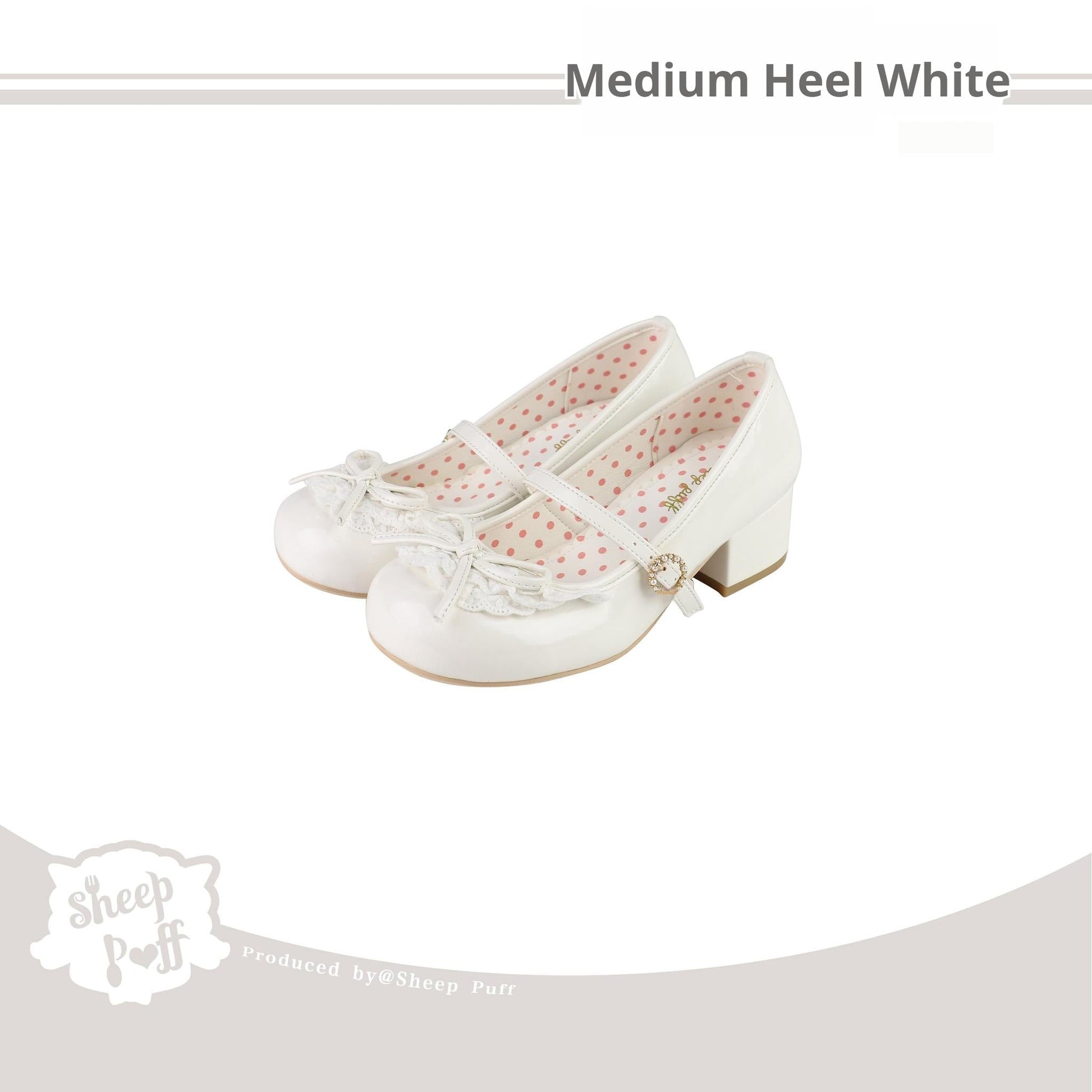 Sheep Puff - Young Layla - Vintage Lolita Shoes Low Heel Butterfly Shoes