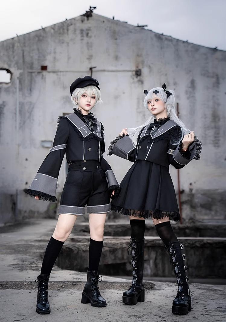 CastleToo - Rules of the Otherworld - Gothic Ouji Lolita Shorts Set with Embroidery Jacket