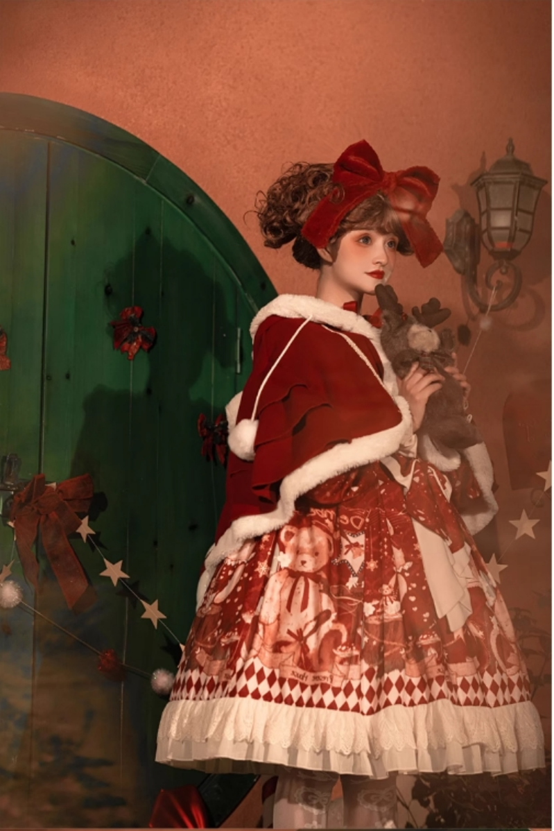 Sweet Date - Christmas Lolita OP Red Lolita Cape
