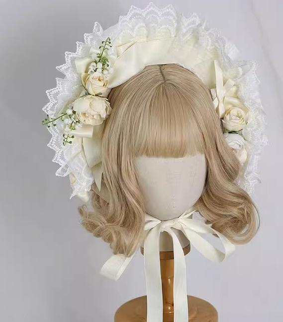 Xiaogui - Elegent Lolita Bonnet Bows Straw Hat