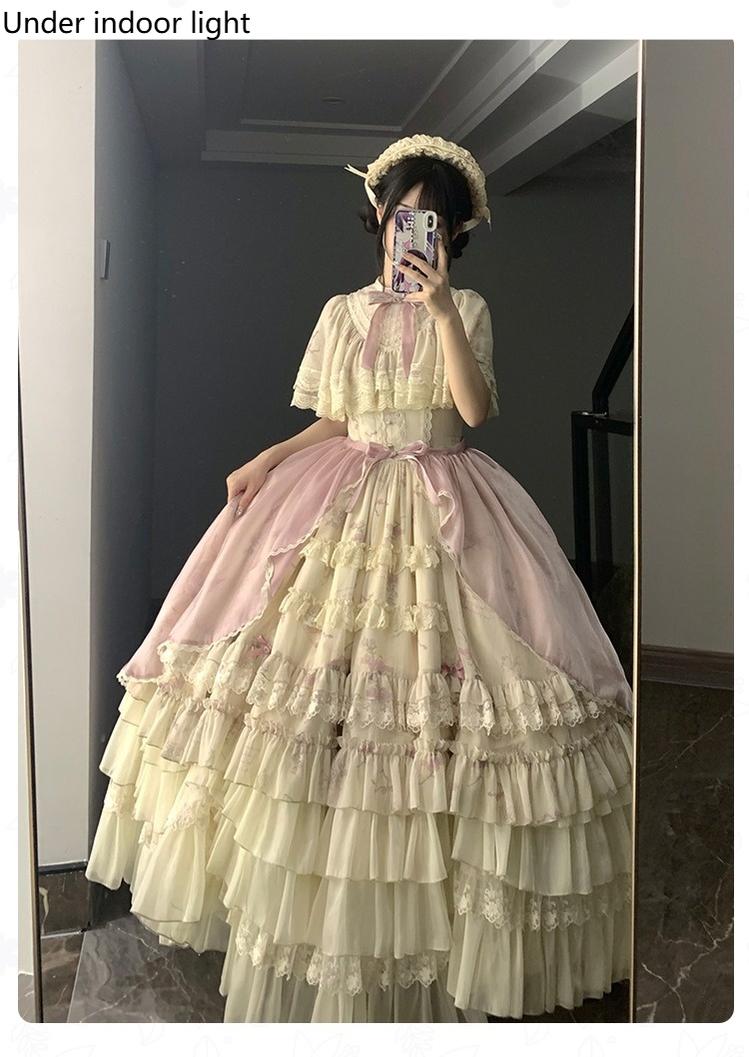 With PUJI - Nanke - Edwardian Collar Classic Lolita OP Dress Outfit