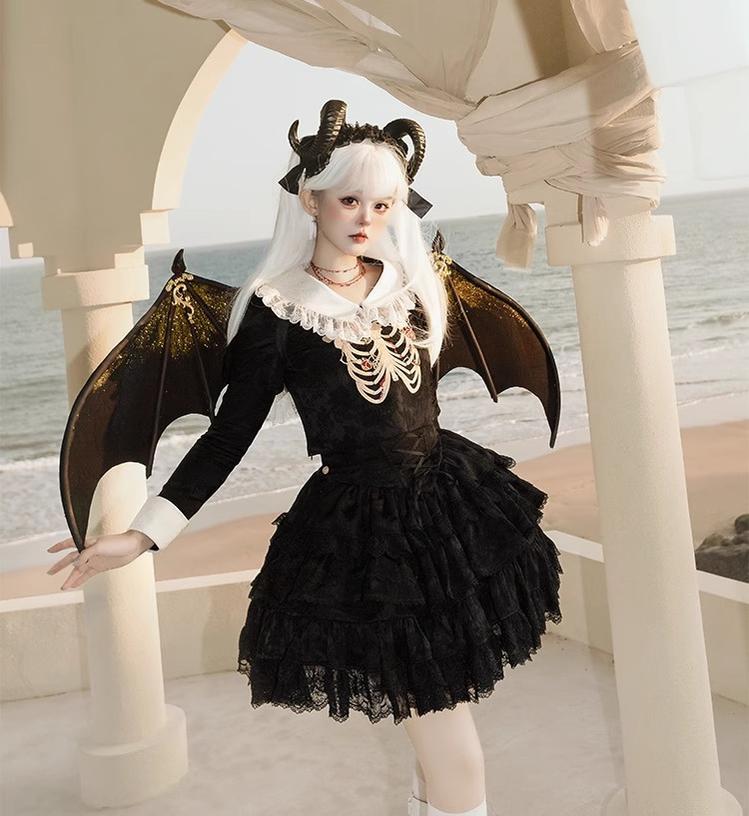 CastleToo - Crossbone - Ouji Lolita Shorts Suit Gothic Lolita Top and Blouse