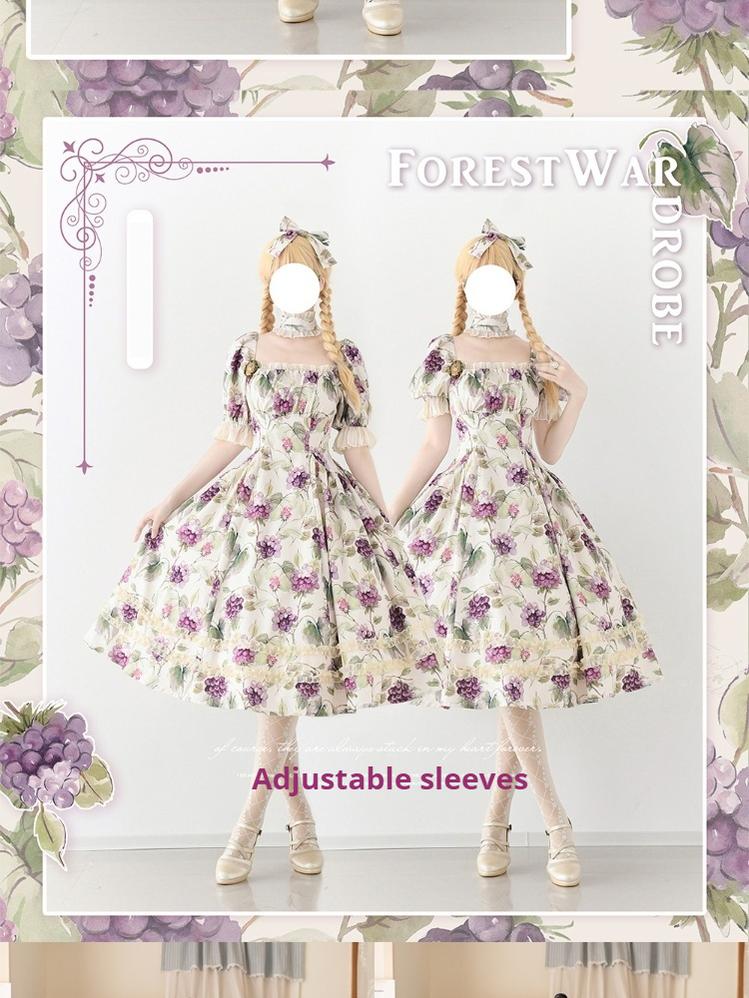 Forest Wardrobe - Forest Basket - Classic Lolita OP Dress Floral Print