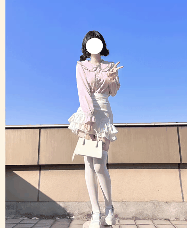 Niu Niu - Plus Size Lolita Shirt Long Sleeve Doll Collar Blouse