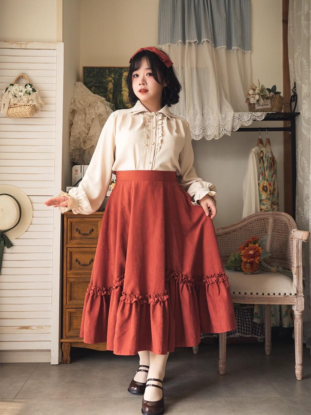 Forest Wardrobe - Forest Basket - Elegant Lolita Shirt Retro Dual Collar Versatile Shirt