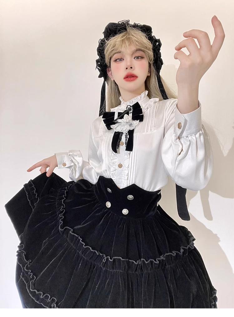 CastleToo - Erosion Heart F-Type - Ouji Lolita Suit Black Velvet Shorts and Skirt