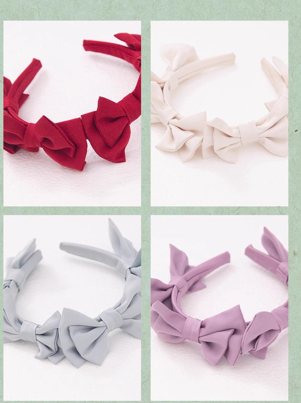 ZJstory - Sonnet Summer - Sweet Lolita Accessory Set Bow KC Hairband Waist Tie