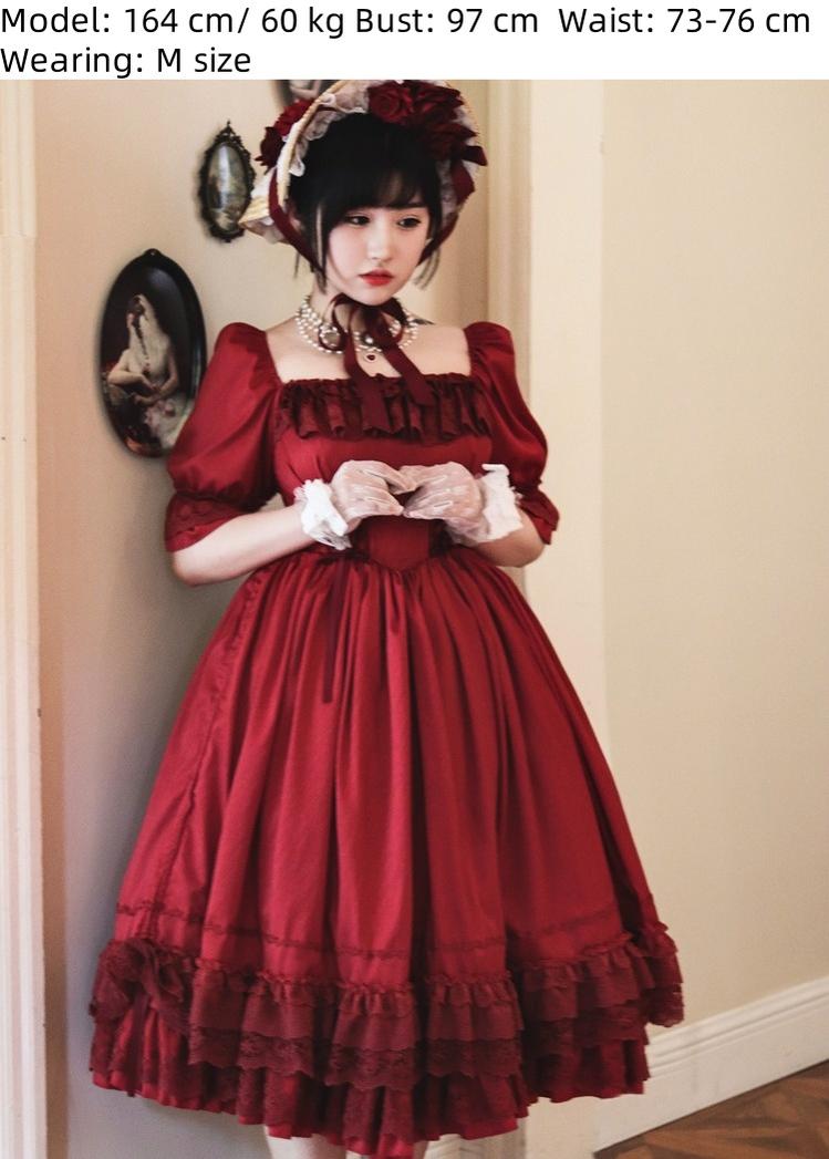 Sweet Wood - Nyx's Kiss - Plus Size Classic Lolita Short-sleeved OP Dress