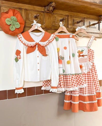 Mademoiselle Pearl - Persimmon - Autumn Persimmon Print Lolita OP JSK SK Dress